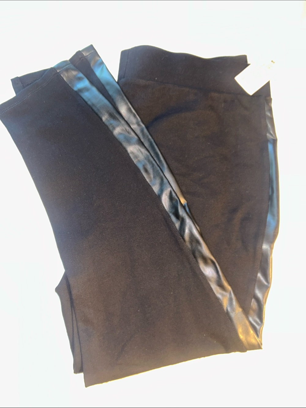Philosophy Black Faux Leather Stripe Leggings